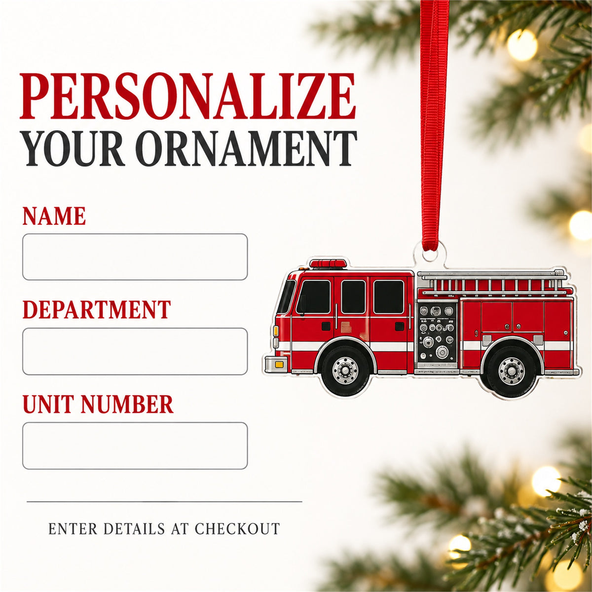 Custom Fire Truck Photo Acrylic Ornament - Personalized Vehicle Christmas Keepsake - image 7