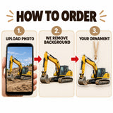 Custom Excavator Photo Acrylic Ornament - Personalized Vehicle Christmas Keepsake - image 4