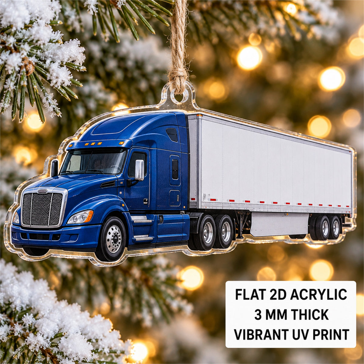 Custom Semi Truck Photo Acrylic Ornament - Personalized Vehicle Christmas Keepsake - image 2