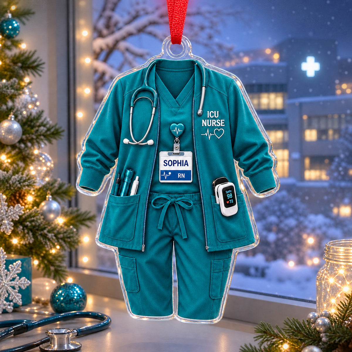 Personalized Registered Nurse Scrubs Acrylic Ornament - Custom Name Christmas Keepsake - image 3