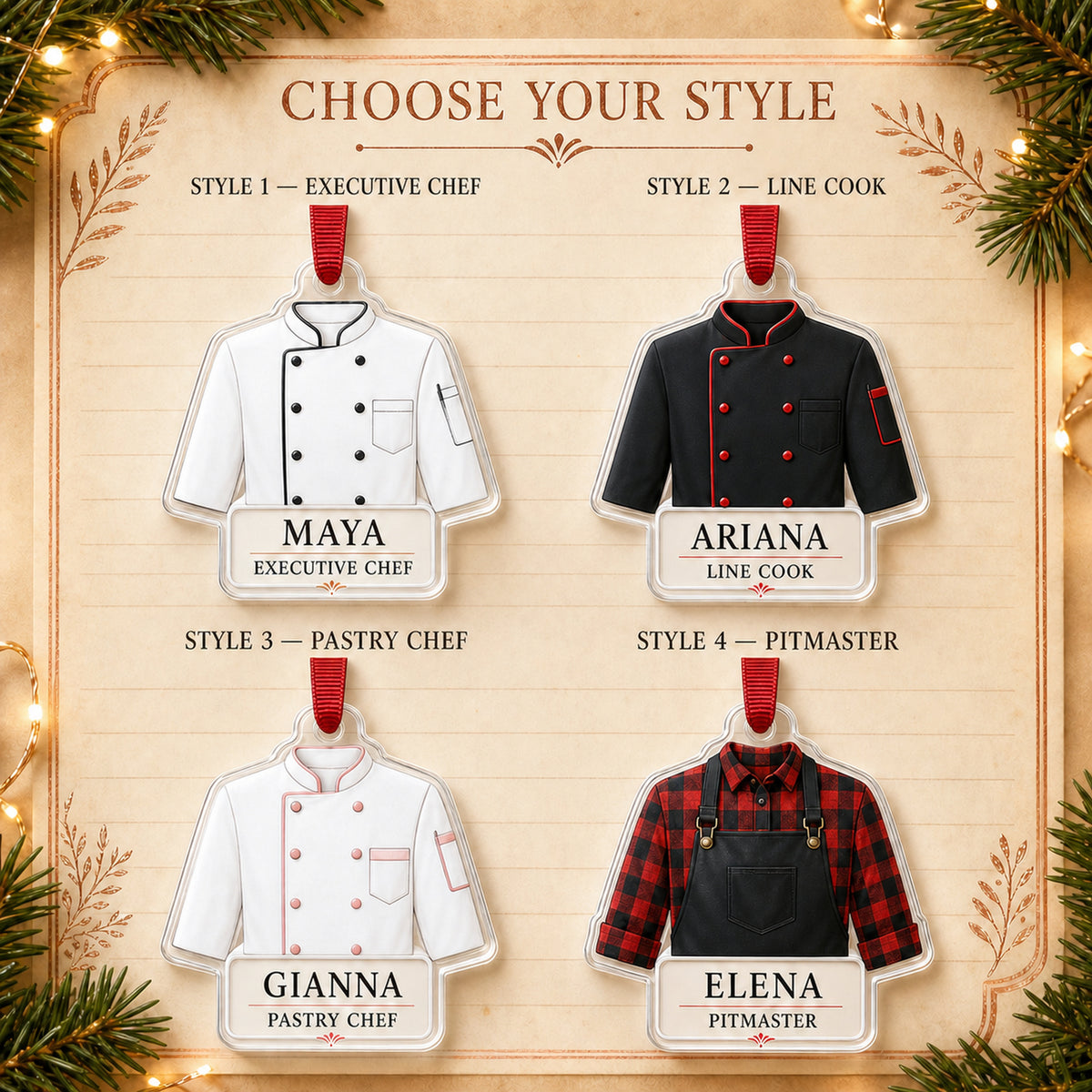 Personalized Chef Coat Acrylic Ornament - Custom Name Christmas Keepsake - image 8