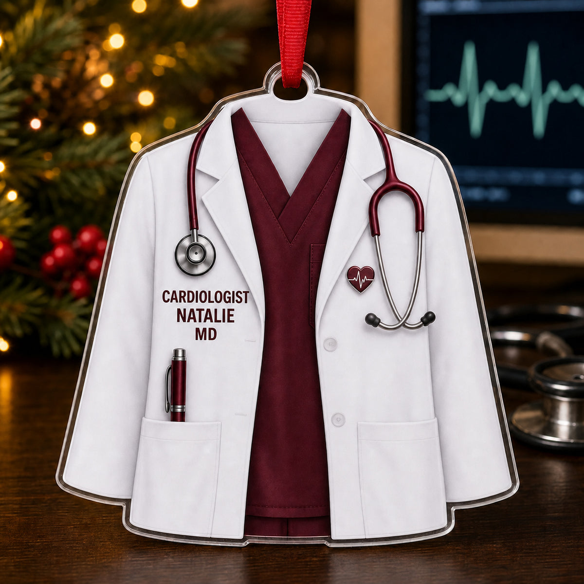 Personalized Doctor Medical Coat Acrylic Ornament - Custom Name Christmas Keepsake - image 4