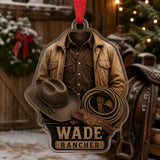 Personalized Farmer Rancher Work Shirt Acrylic Ornament - Custom Name Christmas Keepsake - image 2