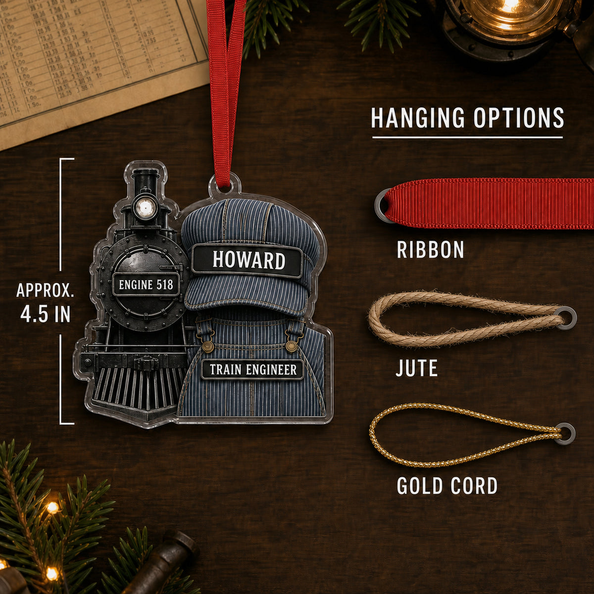 Personalized Railroad Worker Uniform Acrylic Ornament - Custom Name Christmas Keepsake - image 7
