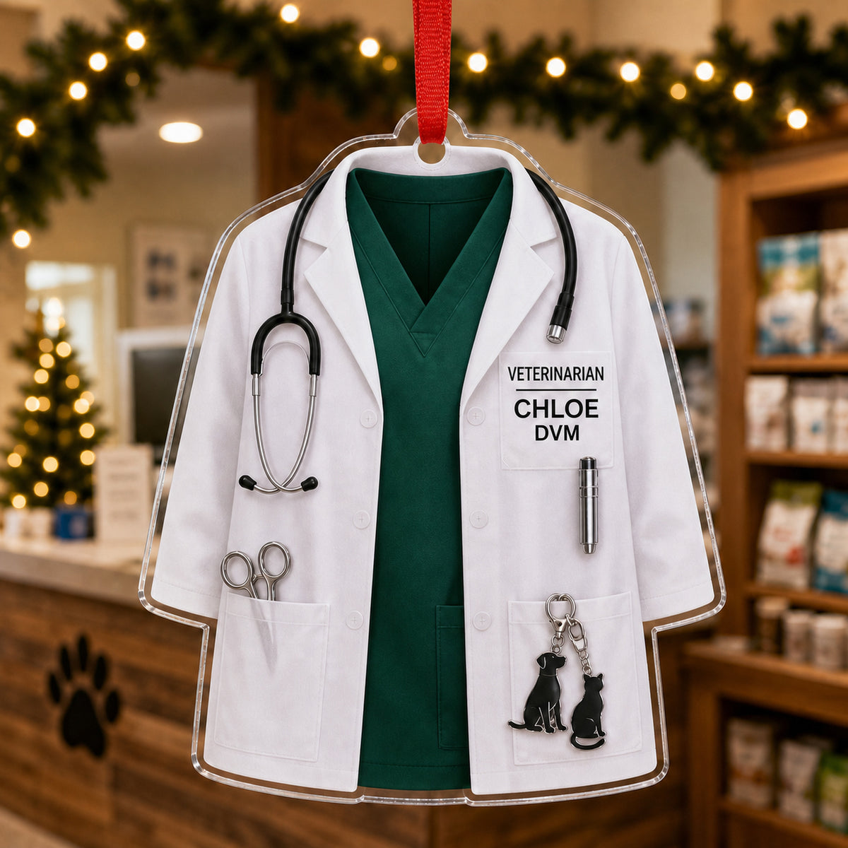 Personalized Veterinarian Vet Uniform Acrylic Ornament - Custom Name Christmas Keepsake - image 1