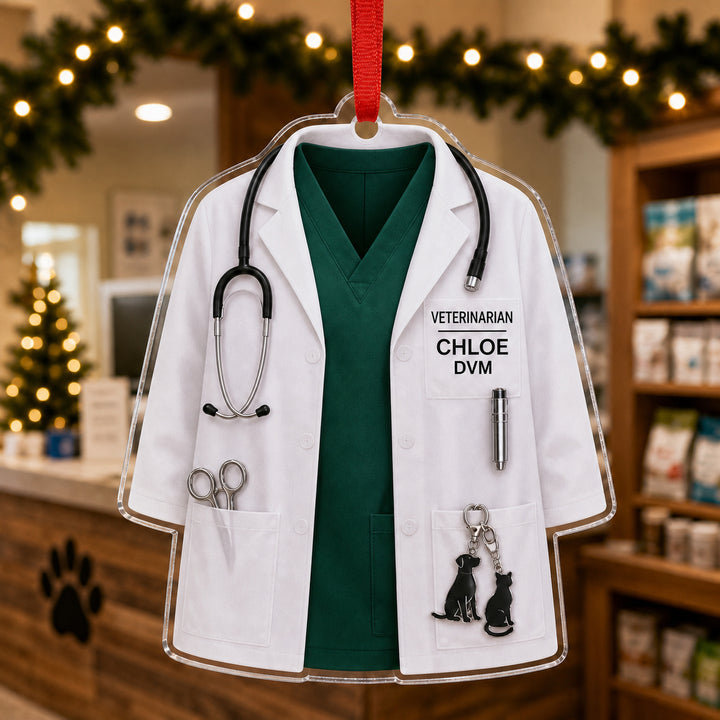 Personalized Veterinarian Vet Uniform Acrylic Ornament - Custom Name Christmas Keepsake - image 1