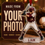 Personalized Baseball Photo Acrylic Ornament - Custom Athlete Christmas Keepsake - image 1