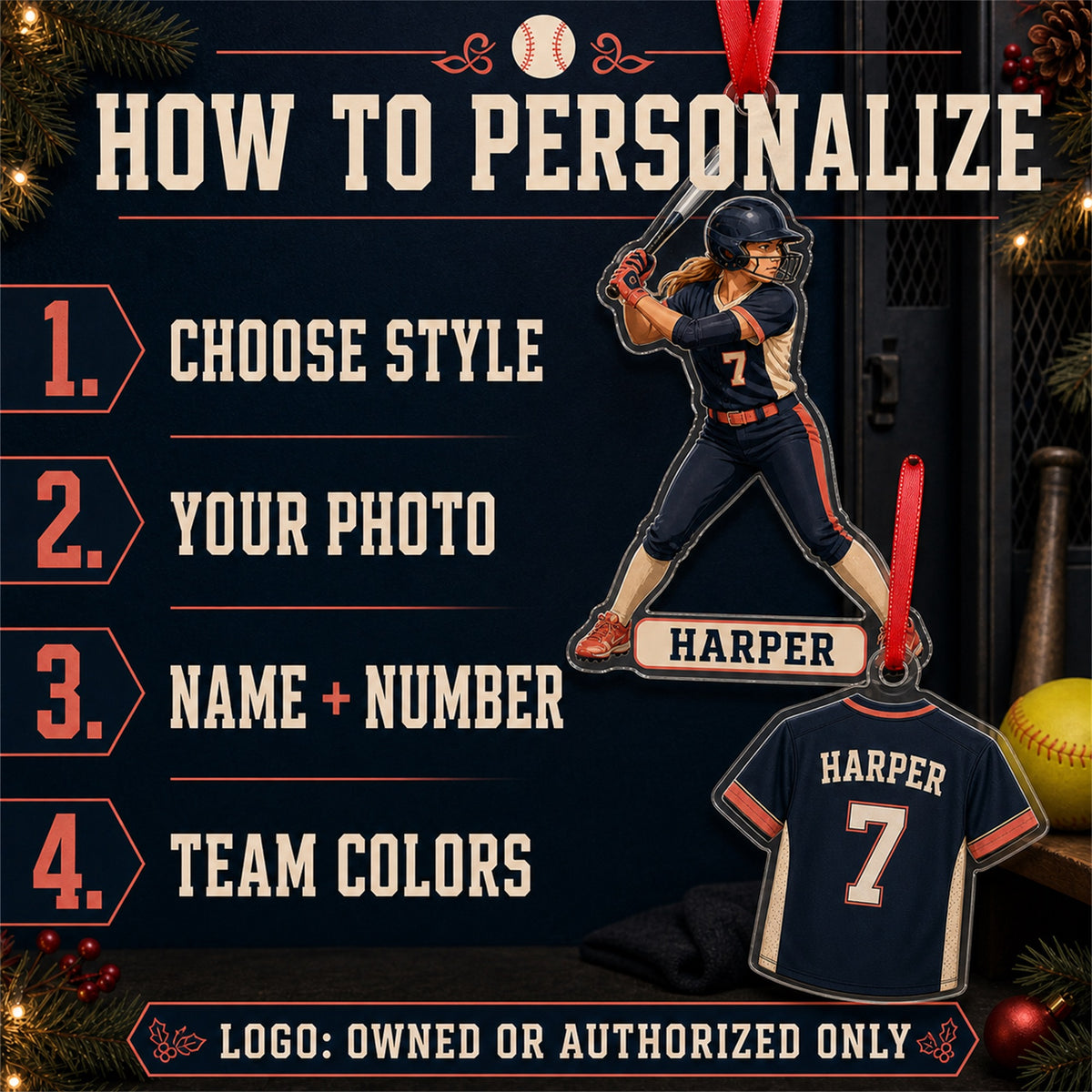 Personalized Softball Photo Acrylic Ornament - Custom Athlete Christmas Keepsake - image 5