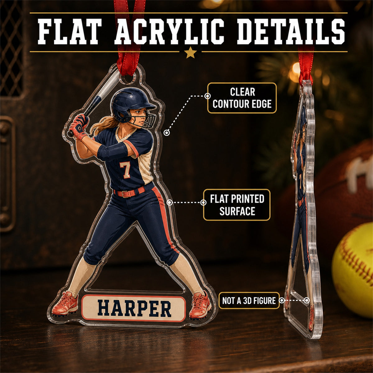 Personalized Softball Photo Acrylic Ornament - Custom Athlete Christmas Keepsake - image 6