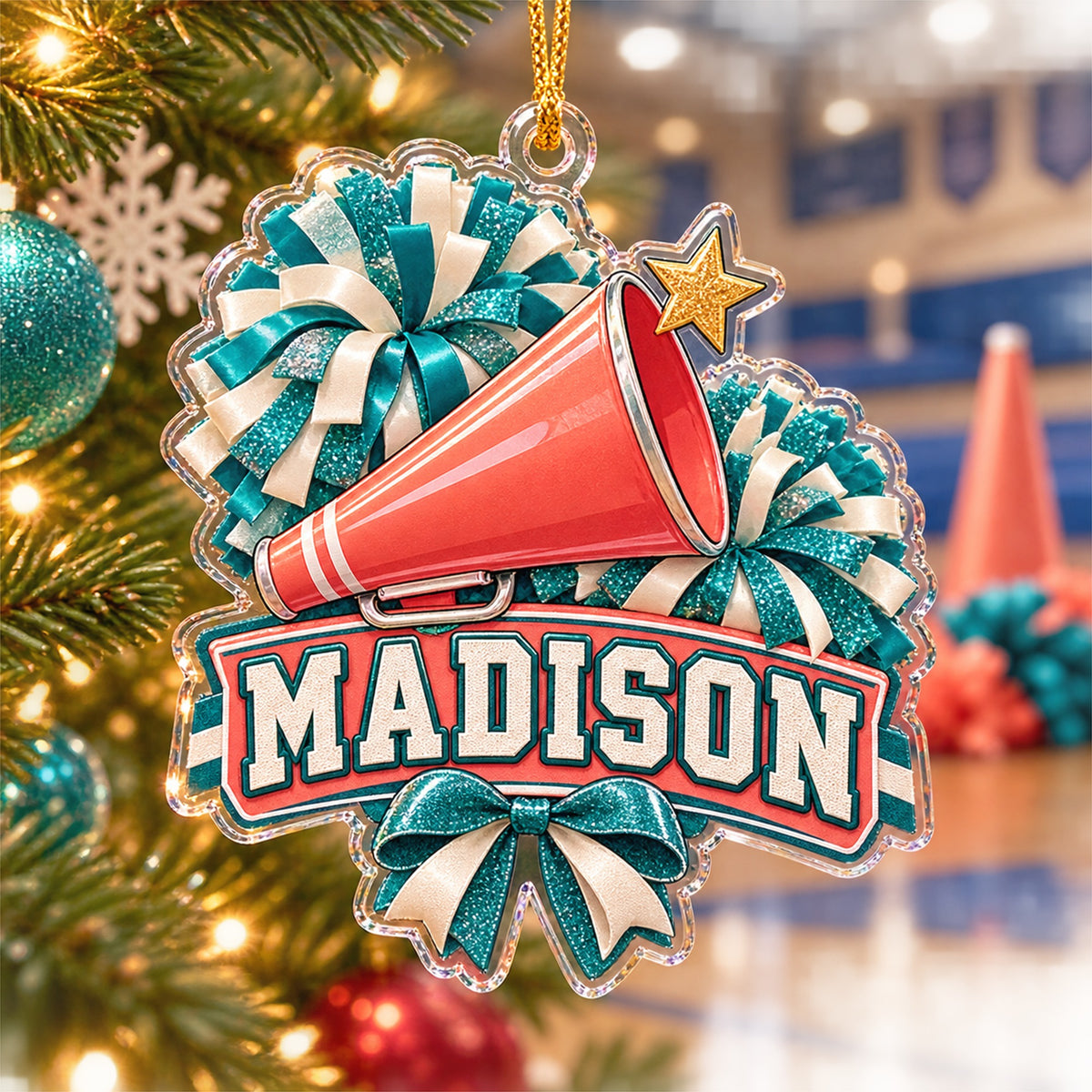 Personalized Cheerleading Photo Acrylic Ornament - Custom Athlete Christmas Keepsake - image 3