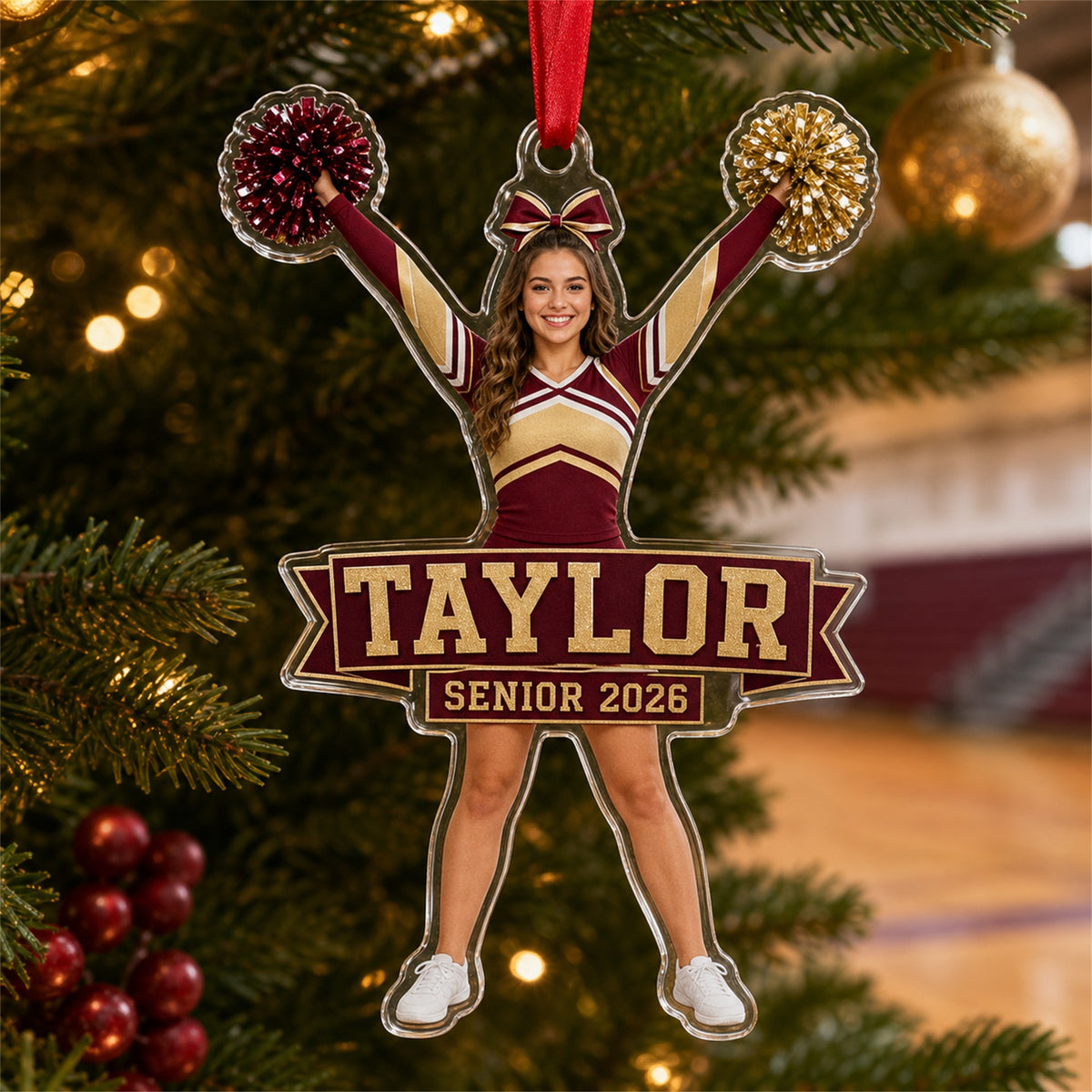 Personalized Cheerleading Photo Acrylic Ornament - Custom Athlete Christmas Keepsake - image 4
