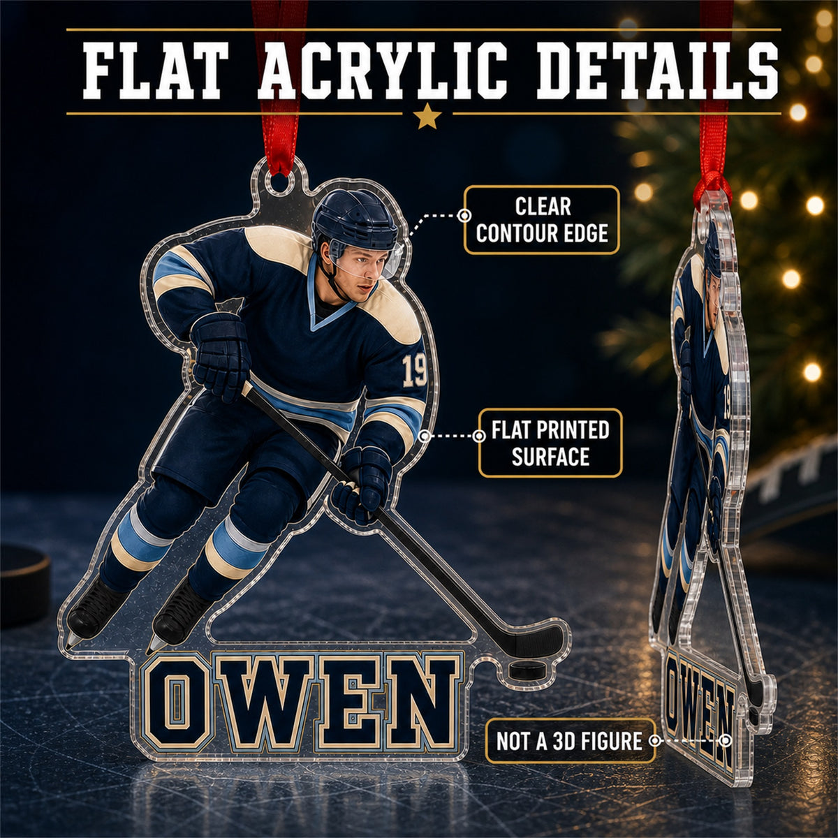 Personalized Ice Hockey Photo Acrylic Ornament - Custom Athlete Christmas Keepsake - image 6