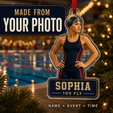 Personalized Swimming Diving Photo Acrylic Ornament - Custom Athlete Christmas Keepsake - image 1