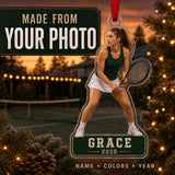 Personalized Tennis Photo Acrylic Ornament - Custom Athlete Christmas Keepsake - image 1