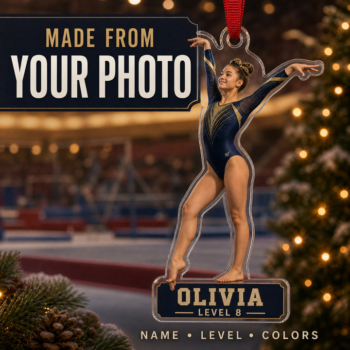 Personalized Gymnastics Photo Acrylic Ornament - Custom Athlete Christmas Keepsake - image 1