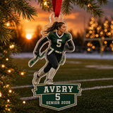 Personalized Girls Flag Football Photo Acrylic Ornament - Custom Athlete Christmas Keepsake - image 4