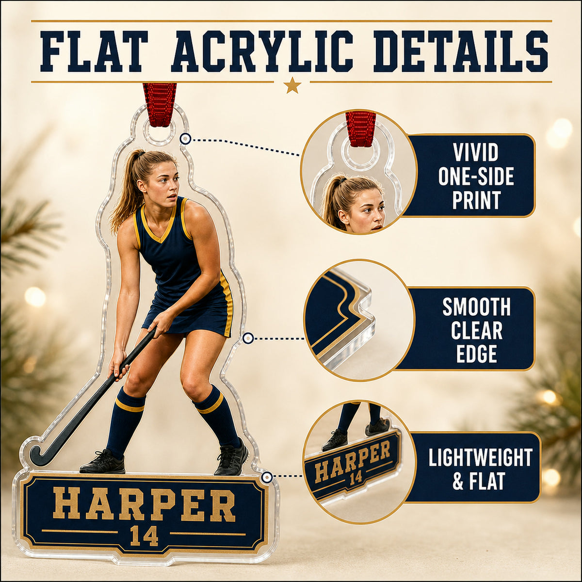 Personalized Field Hockey Photo Acrylic Ornament - Custom Athlete Christmas Keepsake - image 6