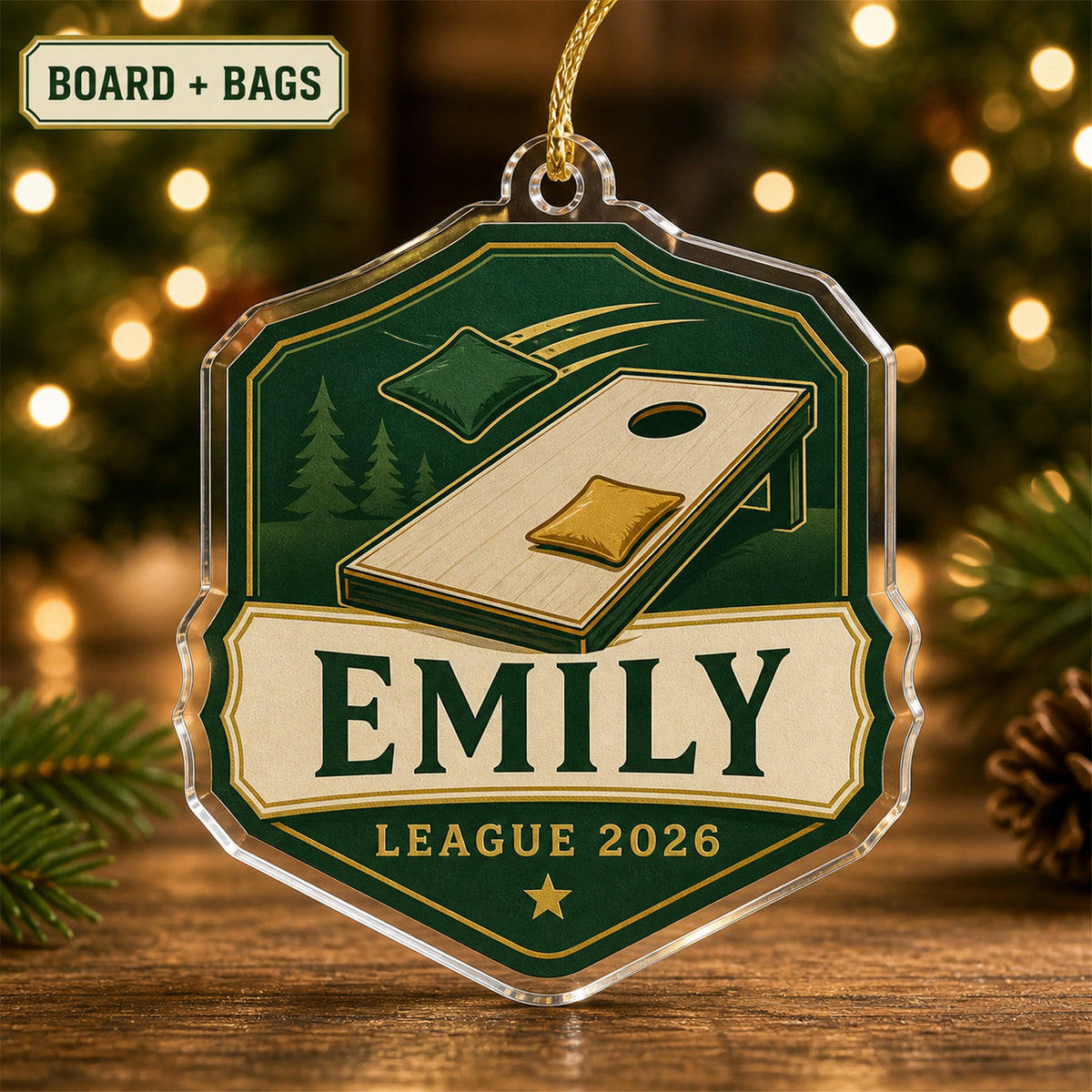 Personalized Cornhole Photo Acrylic Ornament - Custom Athlete Christmas Keepsake - image 2