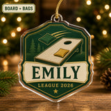 Personalized Cornhole Photo Acrylic Ornament - Custom Athlete Christmas Keepsake - image 2