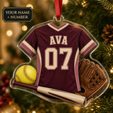 Personalized Softball Jersey Acrylic Ornament - Custom Name and Number - image 1