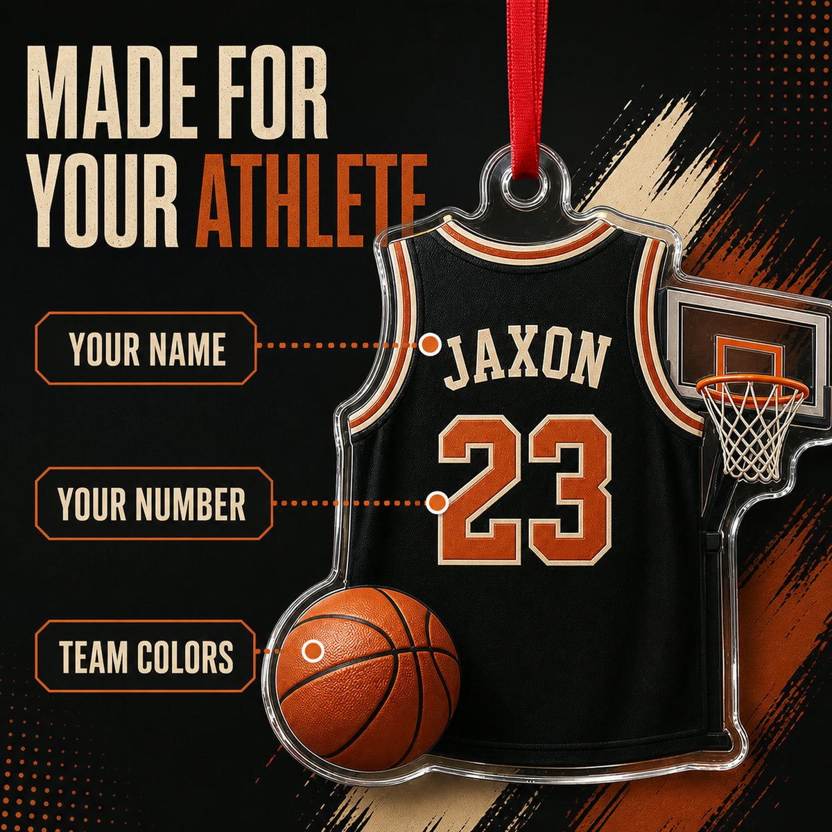 Personalized Basketball Jersey Acrylic Ornament - Custom Name and Number - image 3