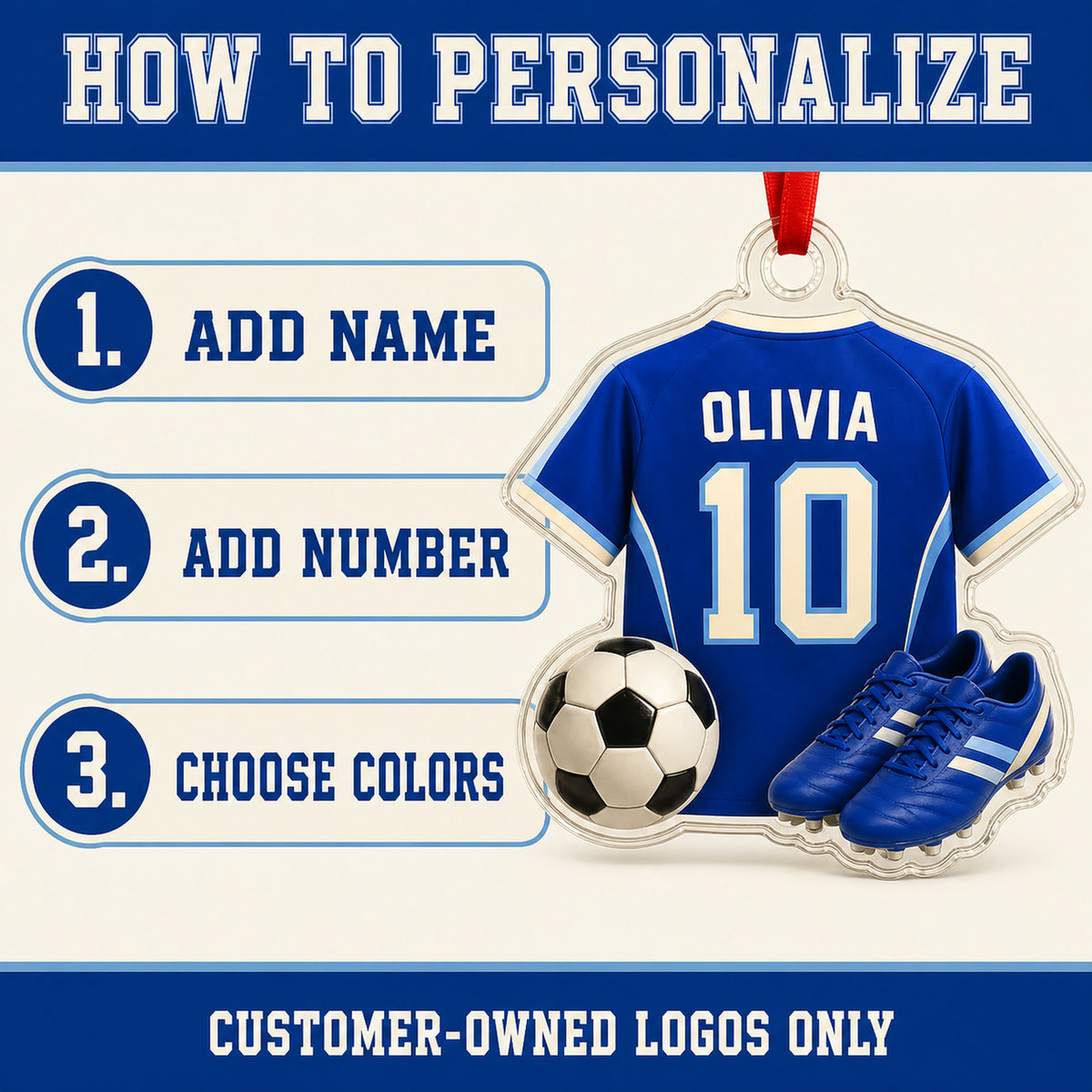 Personalized Soccer Jersey Acrylic Ornament - Custom Name and Number - image 5