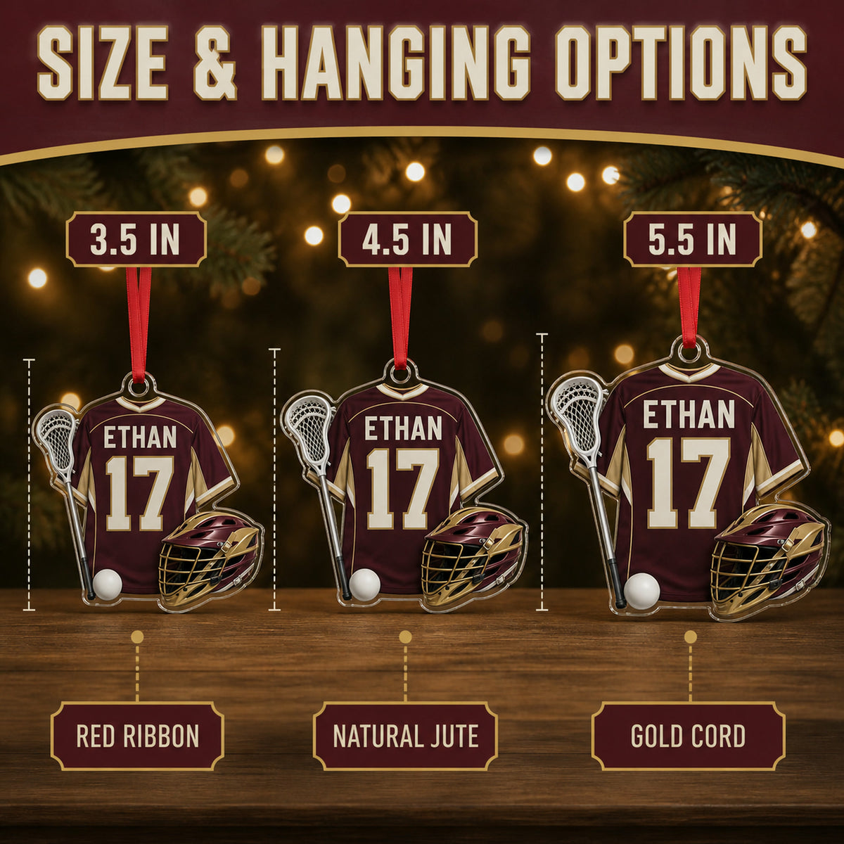 Personalized Lacrosse Jersey Acrylic Ornament - Custom Name and Number - image 7