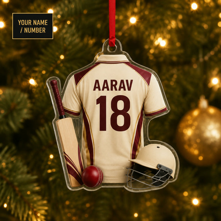 Personalized Cricket Jersey Acrylic Ornament - Custom Name and Number - image 1