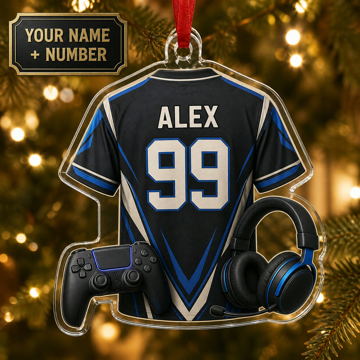Personalized Esports Jersey Acrylic Ornament - Custom Name and Number - image 1