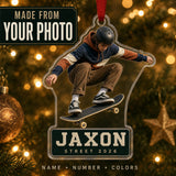 Personalized Skateboarding Photo Acrylic Ornament - Custom Athlete Christmas Keepsake - image 1