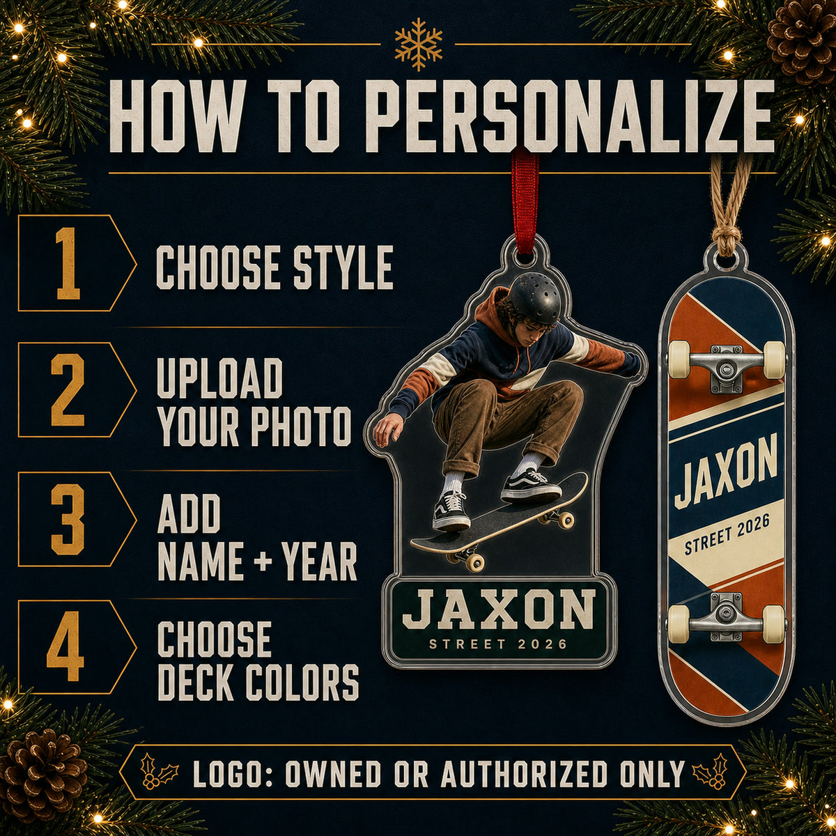 Personalized Skateboarding Photo Acrylic Ornament - Custom Athlete Christmas Keepsake - image 5