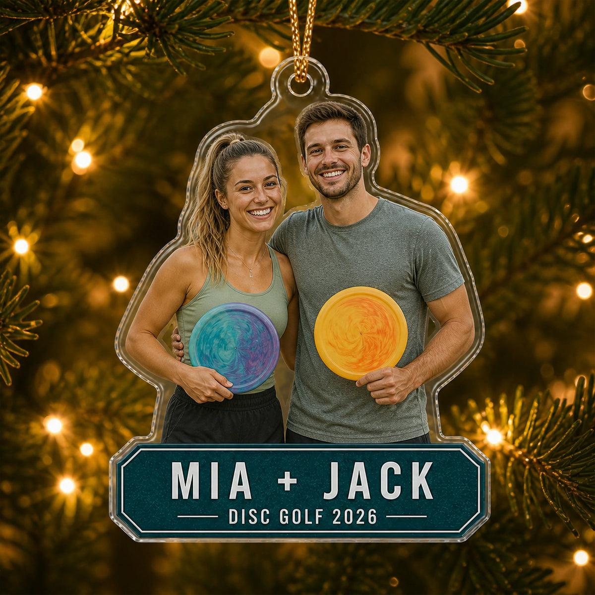 Personalized Disc Golf Photo Acrylic Ornament - Custom Athlete Christmas Keepsake - image 3