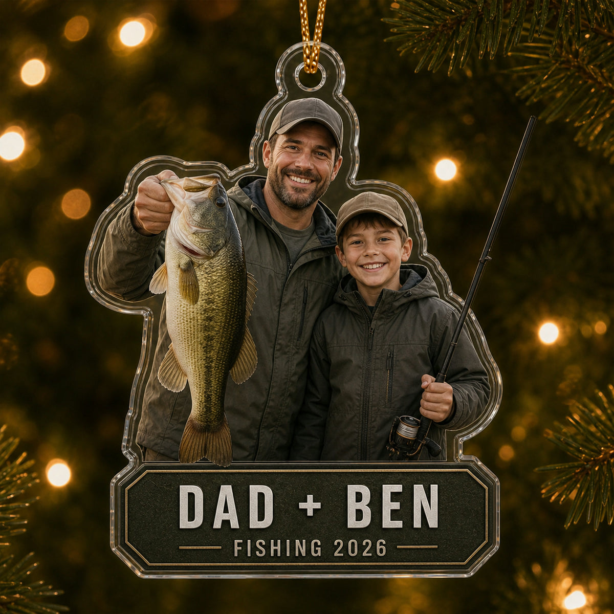 Personalized Bass Fishing Photo Acrylic Ornament - Custom Athlete Christmas Keepsake - image 3