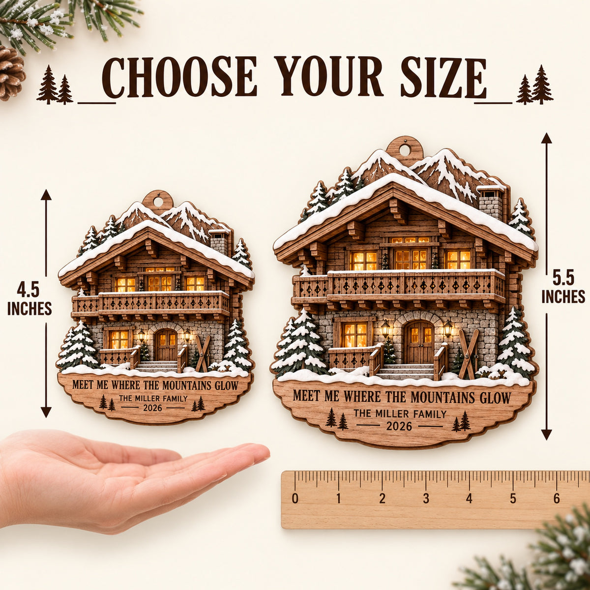 Personalized Alpine Apres Ski Chalet Wood Ornament - Custom Keepsake - image 4