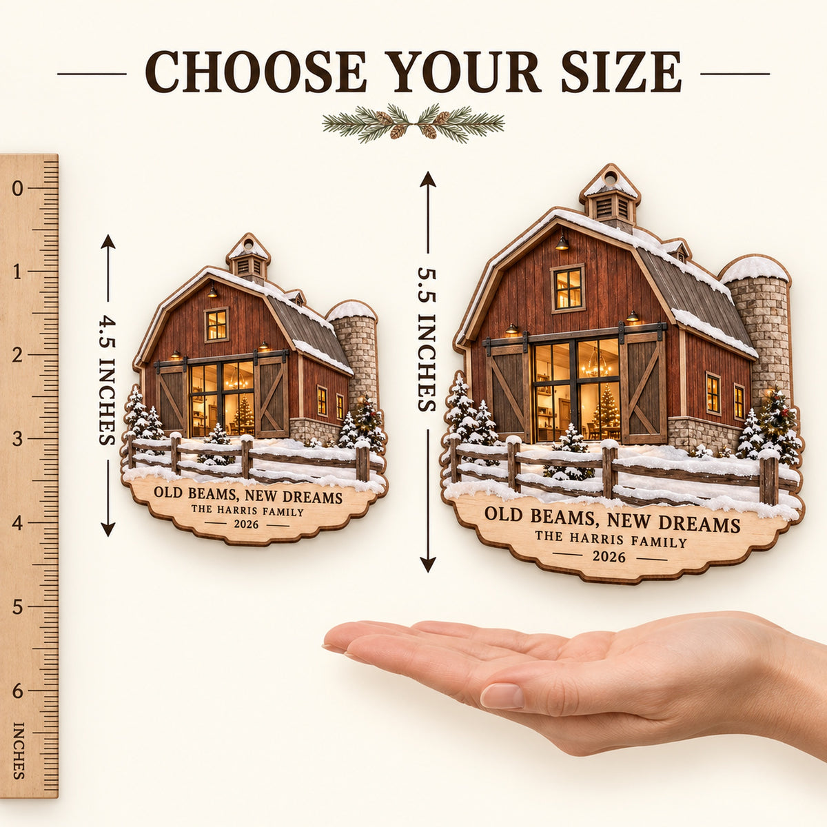 Personalized Old Beams New Dreams Wood Ornament - Custom Keepsake - image 4