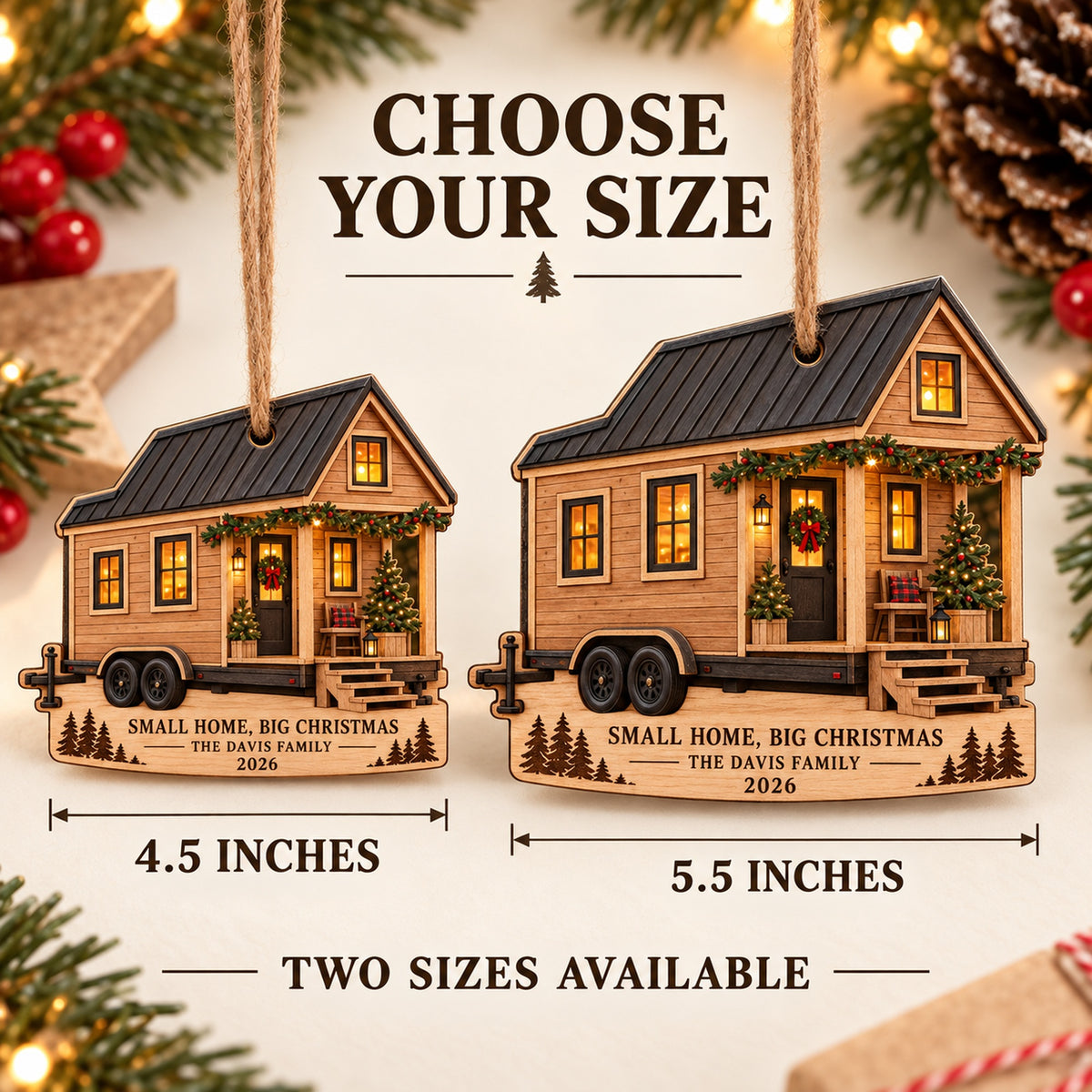 Personalized Tiny House On Wheels Wood Ornament - Custom Keepsake - image 3