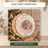 Personalized Baby First Christmas Wood Ornament - Custom Keepsake - image 2