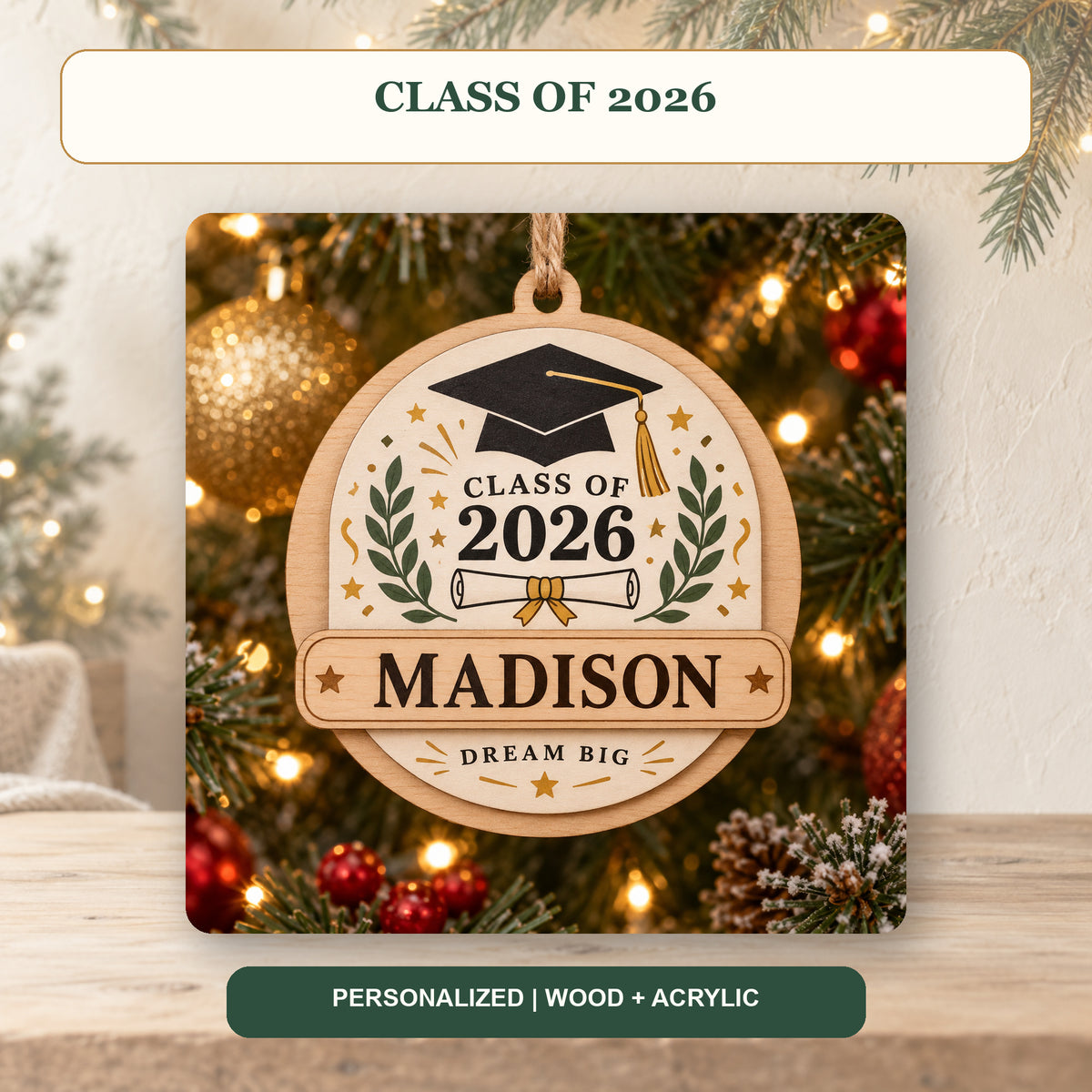 Personalized Graduation Wood Ornament - Custom Keepsake - image 2