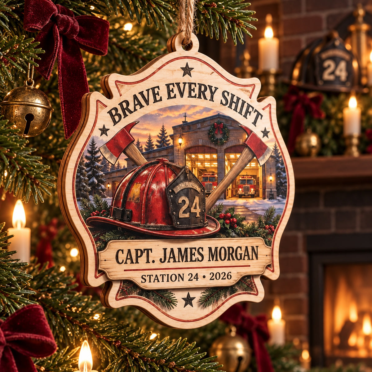 Personalized Firefighter Wood Ornament - Custom Keepsake - image 1