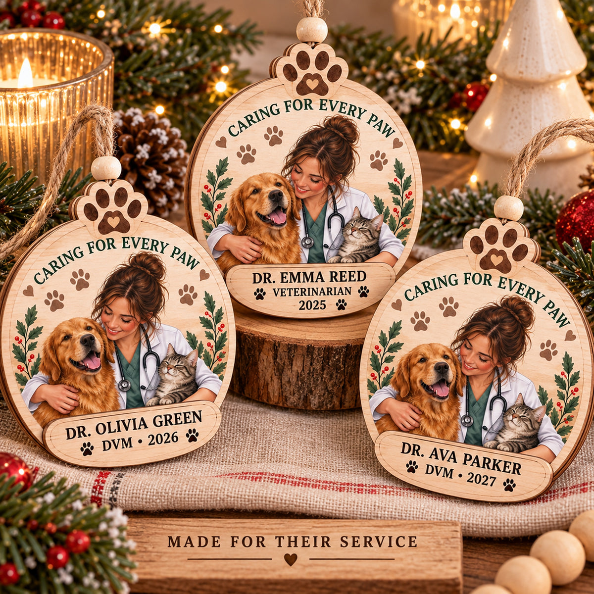 Personalized Veterinarian Wood Ornament - Custom Keepsake - image 2