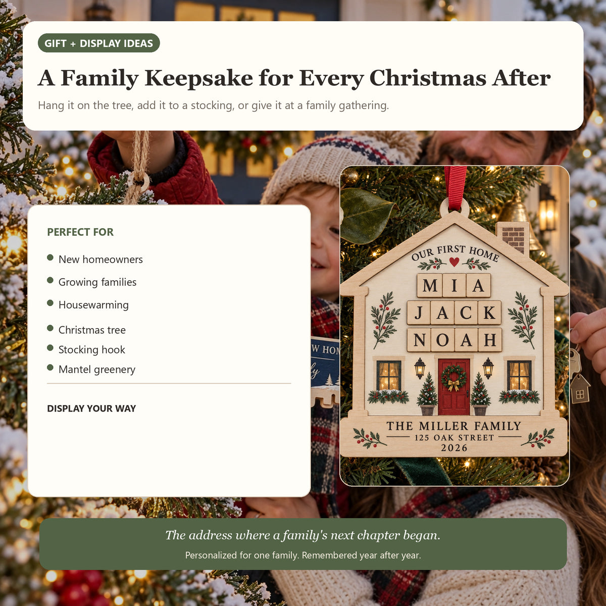 Personalized First Home Family Wood Ornament - Custom Keepsake - image 8
