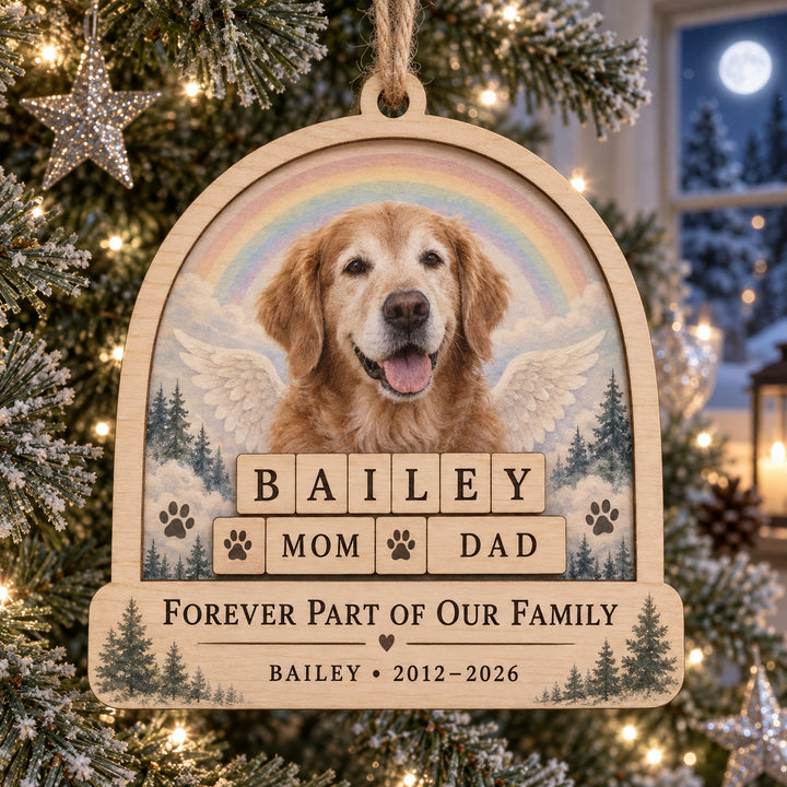 Personalized Pet Memorial Family Wood Ornament - Custom Keepsake - image 1