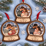 Personalized First Christmas Family Of Three Wood Ornament - Custom Keepsake - image 2