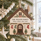 Personalized Family Of Four House Wood Ornament - Custom Keepsake - image 1