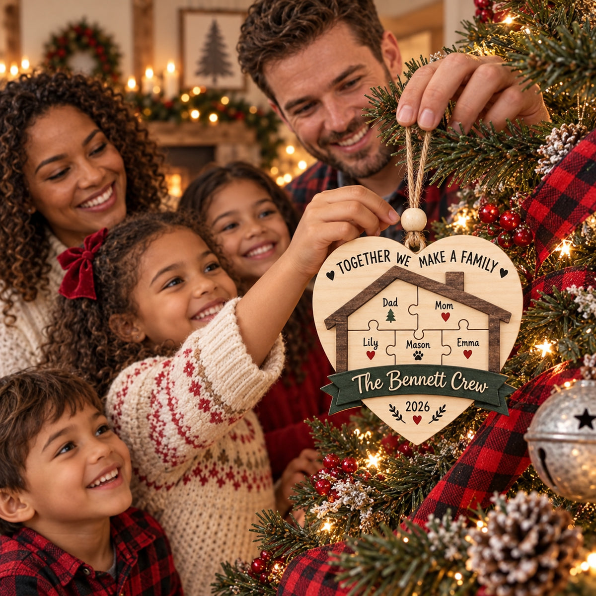 Personalized Blended Family Together Wood Ornament - Custom Keepsake - image 3