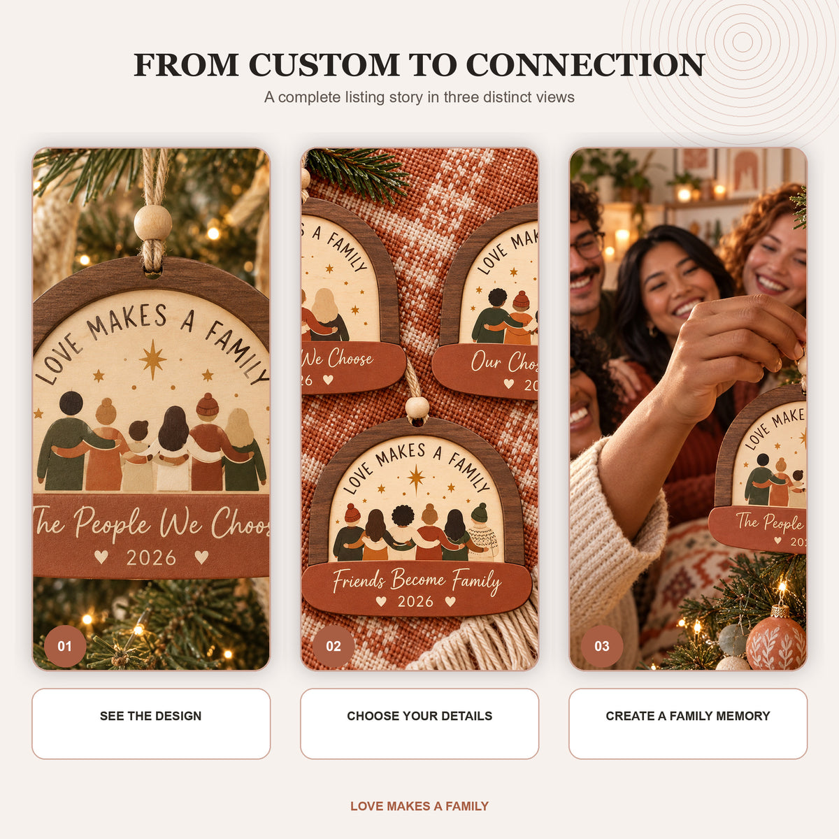 Personalized Love Makes A Family Wood Ornament - Custom Keepsake - image 7