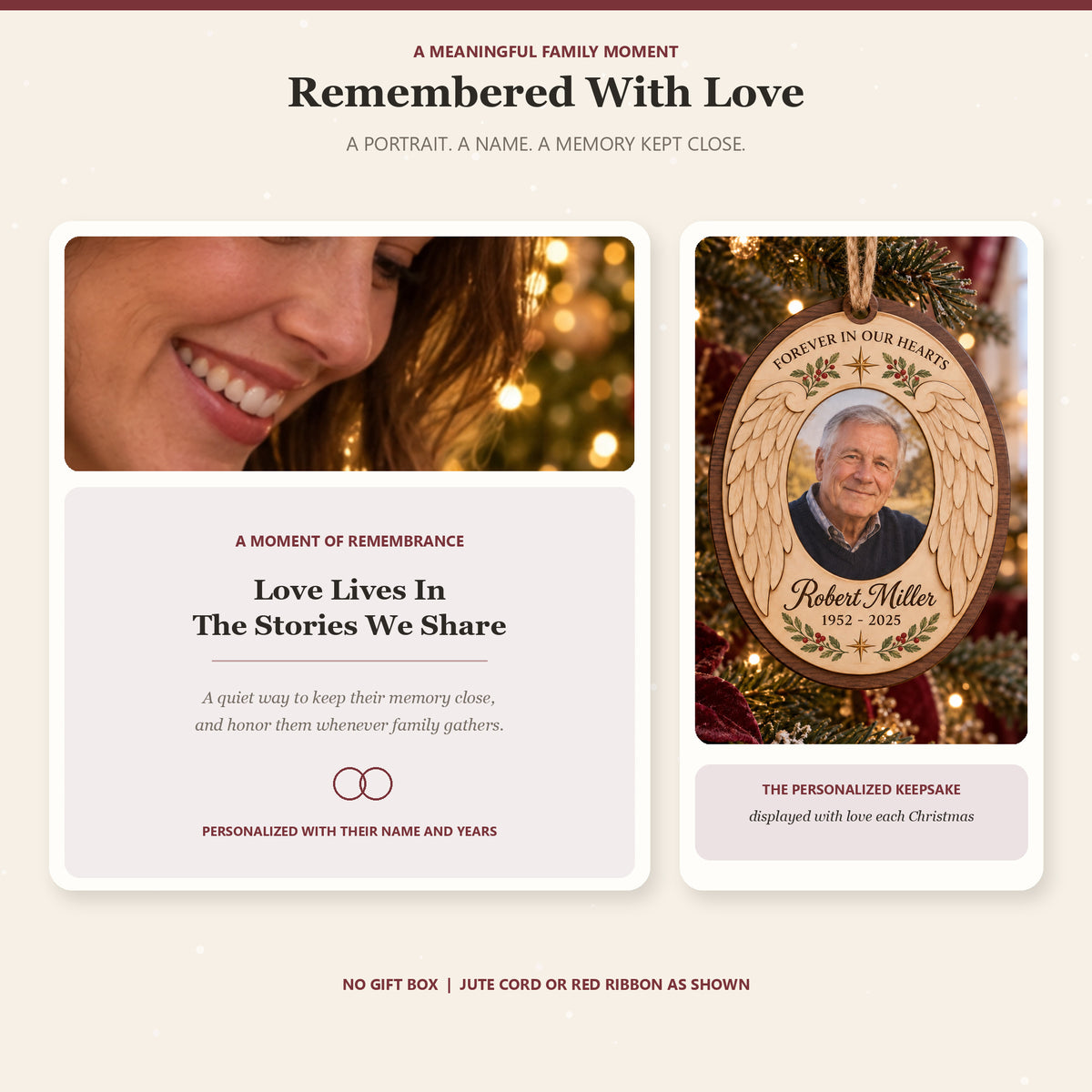 Personalized Personalized Memorial Photo Angel Wings Wood Ornament - Custom Keepsake - image 3