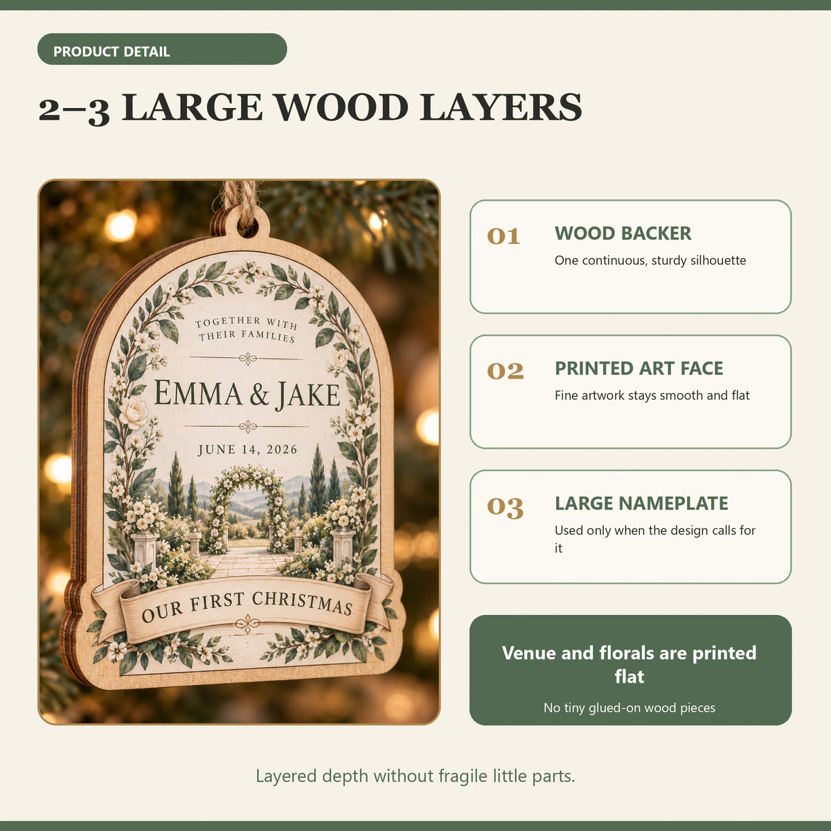 Personalized Wedding Invitation Wood Ornament - Custom Keepsake - image 4