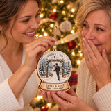 Personalized Snowy Winter Wedding Wood Ornament - Custom Keepsake - image 3