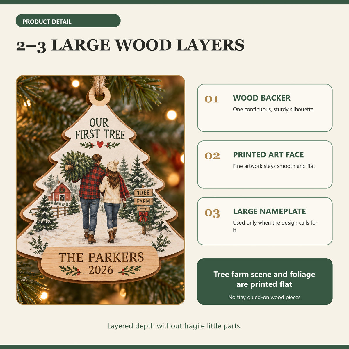 Personalized First Christmas Tree Wood Ornament - Custom Keepsake - image 4